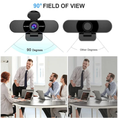 1080P Full HD USB Webcam | Dual Noise-Canceling Microphones | Wide-Angle Auto Focus Webcam with Privacy Cover