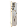 ENKAY Hat-Prince Magnetic Glitter Plated TPU Case for Samsung Galaxy S25 Ultra 5G with Lens Film | Golden