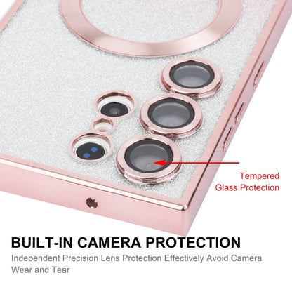 ENKAY Hat-Prince Magnetic Glitter Plated TPU Case for Samsung Galaxy S25 Ultra 5G with Lens Film | Golden