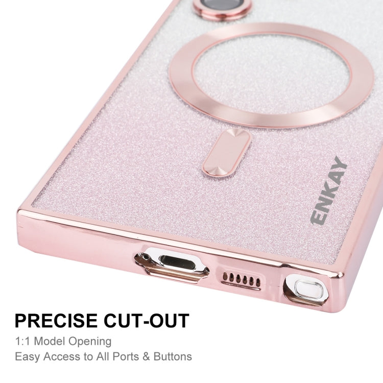ENKAY Hat-Prince Magnetic Glitter Plated TPU Case for Samsung Galaxy S25 Ultra 5G with Lens Film | Golden