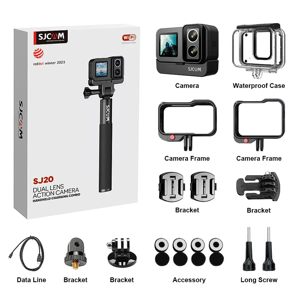 4K Dual-Lens Action Camera with Night Vision & Power Stick | Anti-Shake WiFi Sports Camera