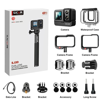 4K Dual-Lens Action Camera with Night Vision & Power Stick | Anti-Shake WiFi Sports Camera