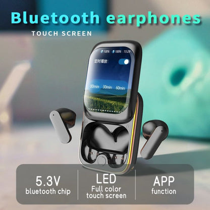 IB G9 Slider Bluetooth Earbuds | Smart Touch Colour Screen Case | HIFI 13mm | APP Control | Black