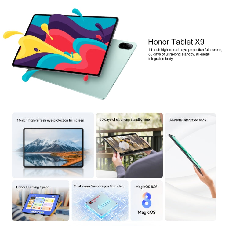 Honor Pad X9 WiFi Tablet | 11" 90Hz LCD | Snapdragon 680 | 6GB+128GB | MagicOS 8.0 | Android 14 | Grey
