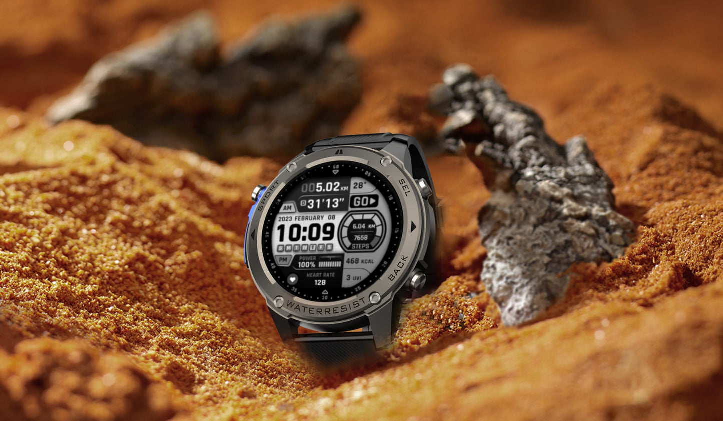 TrainorX GPS AMOLED Smartwatch – 170+ Sports Modes, Dual GPS, 5ATM Waterproof & Health Tracking