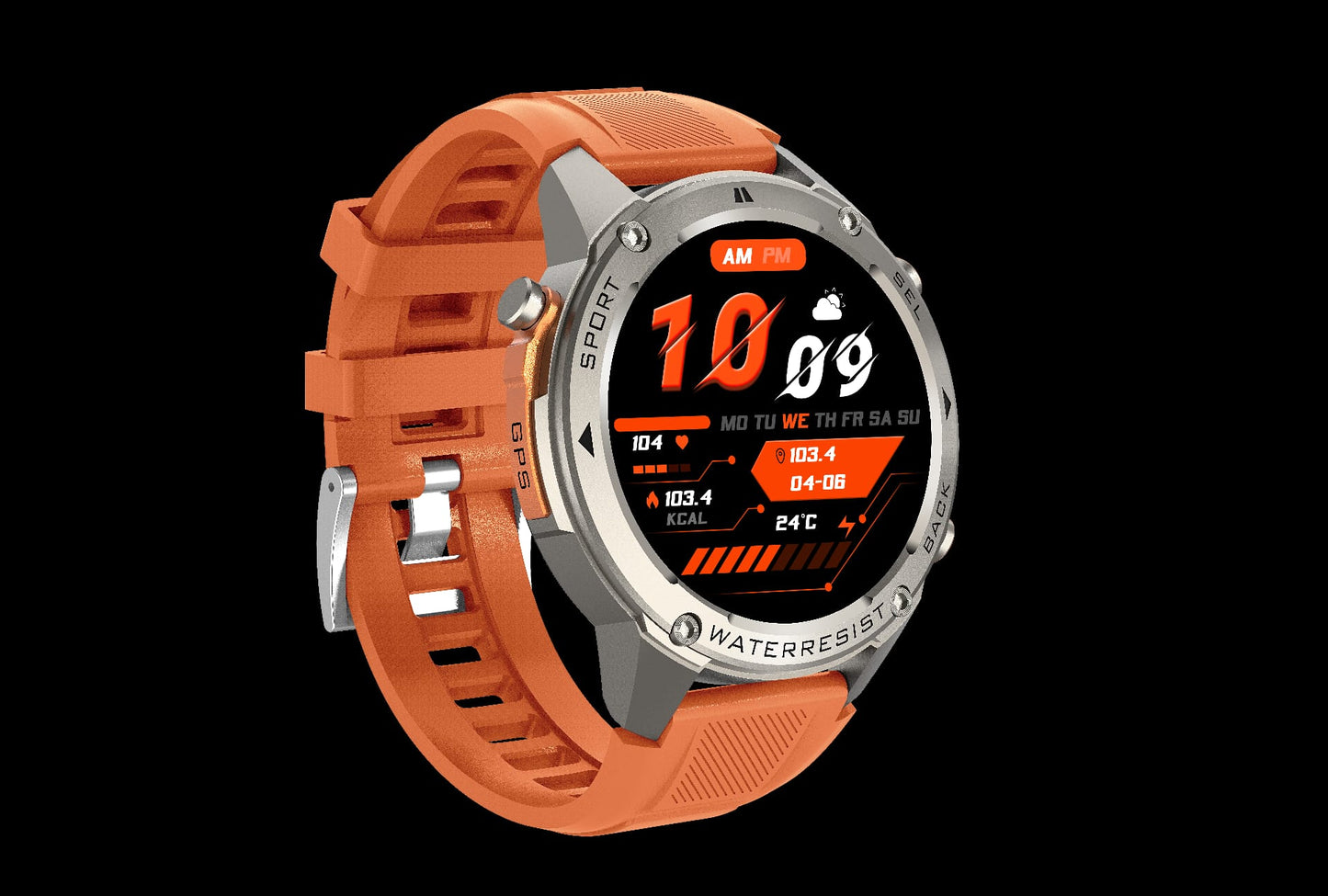 Bardman TrainorX Smartwatch | 1.43" AMOLED | Dual-Freq GPS | 170+ Sports | 5ATM | 30-Day Battery | Orange
