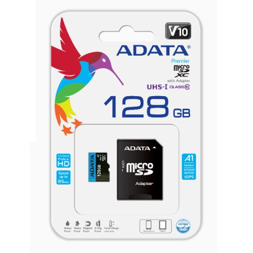 ADATA 128GB Premier Micro SDXC Card | Class 10 A1 | UHS-I | 100MB/s | SD Adapter | Full HD & App Ready
