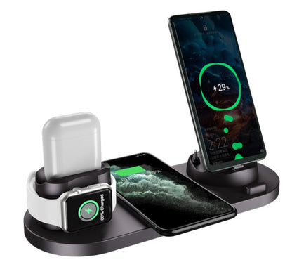 6-in-1 Wireless Charging Station – Fast Charger for iPhone, Apple Watch & Multiple Devices