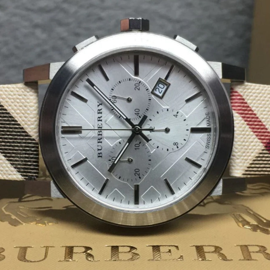 Burberry BU9357 The City Men's Watch | Multicolour Strap | Silver Dial | Quartz | Stainless Steel