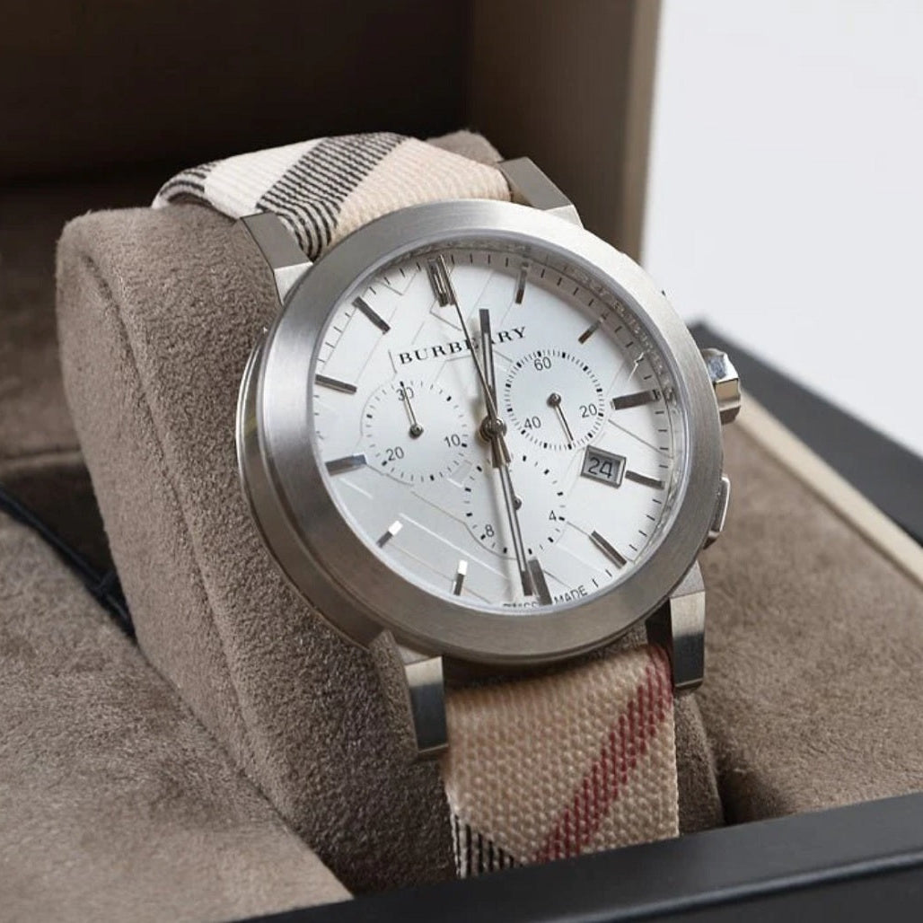 Burberry BU9357 The City Men's Watch | Multicolour Strap | Silver Dial | Quartz | Stainless Steel