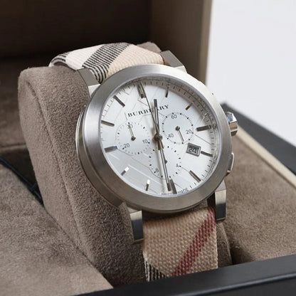 Burberry BU9357 The City Men's Watch | Multicolour Strap | Silver Dial | Quartz | Stainless Steel