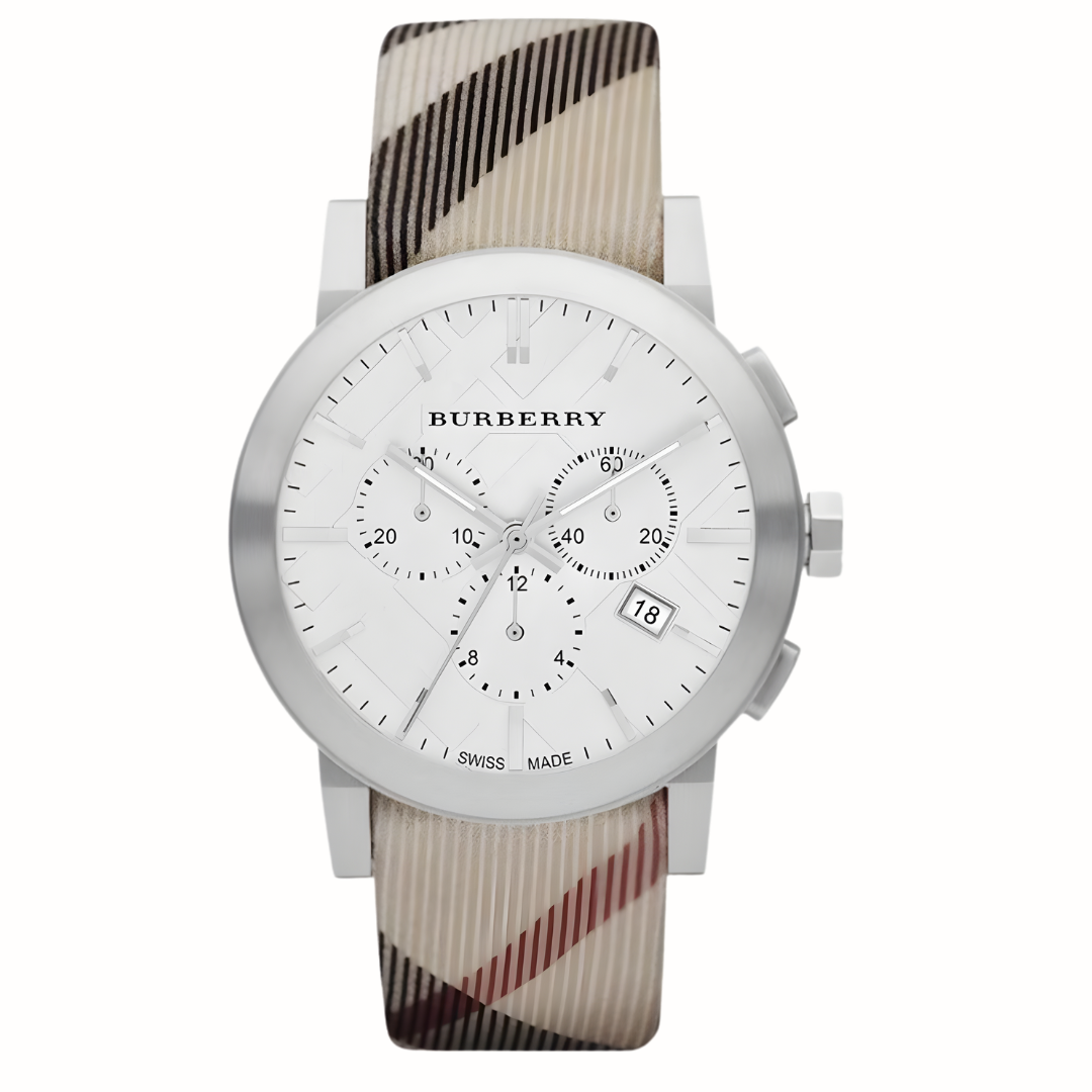 Burberry BU9357 The City Men's Watch | Multicolour Strap | Silver Dial | Quartz | Stainless Steel