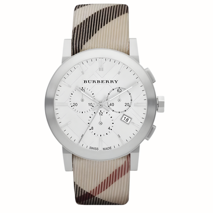 Burberry BU9357 The City Men's Watch | Multicolour Strap | Silver Dial | Quartz | Stainless Steel