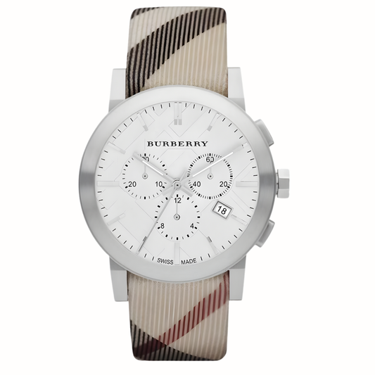 Burberry BU9357 The City Men's Watch | Multicolour Strap | Silver Dial | Quartz | Stainless Steel