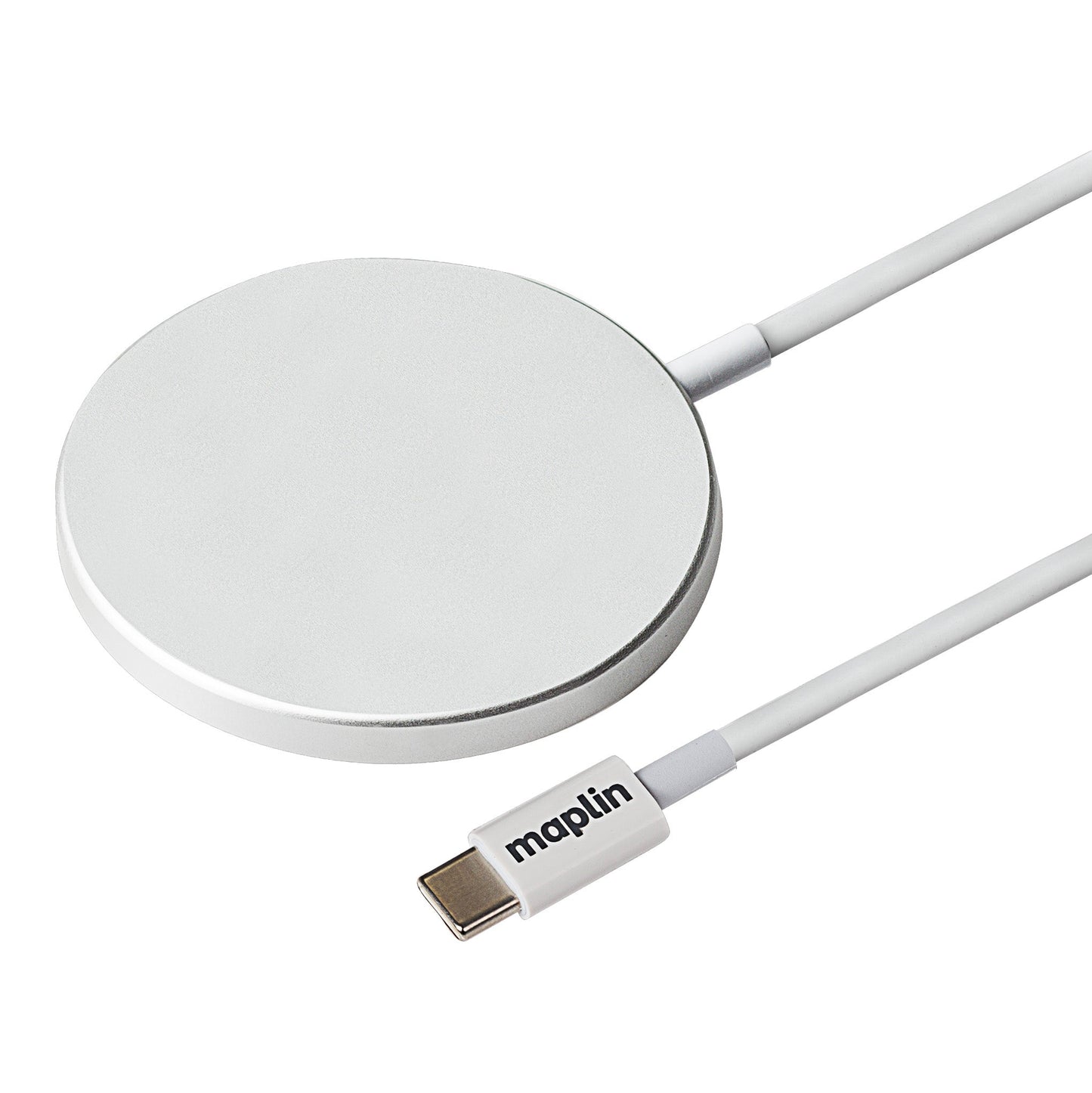 Maplin Magnetic USB-C 15W Wireless Charger | Qi Compatible | iPhone & Android | 55mm Compact Pad
