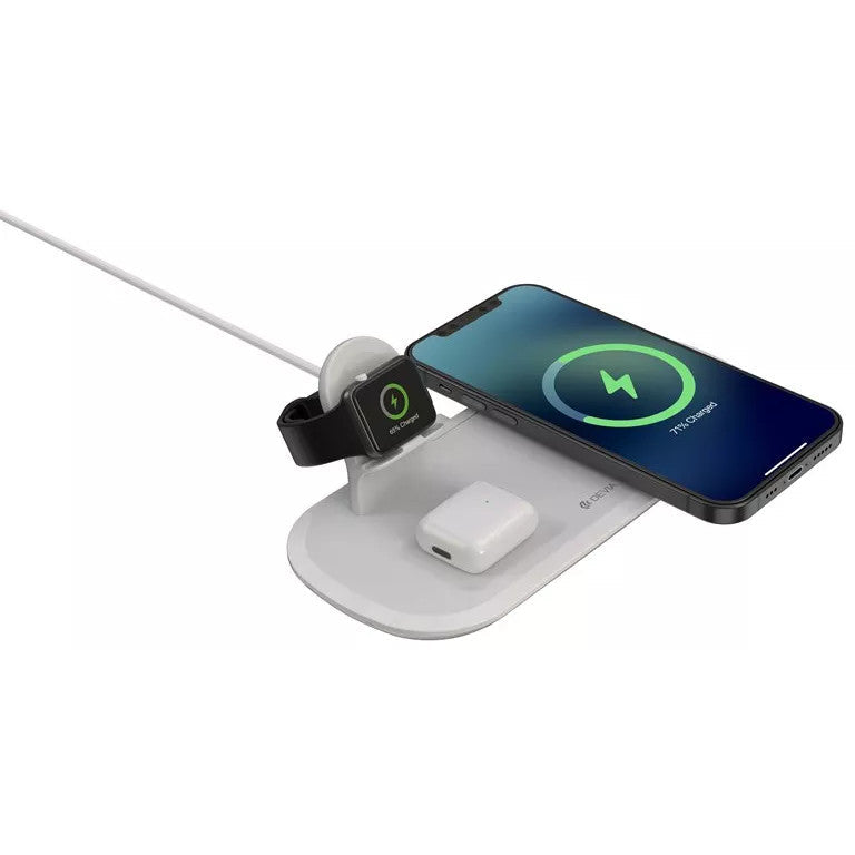 Devia 15W Triple Wireless Magnetic Charging Pad | iPhone, AirPods & Apple Watch | Qi Compatible