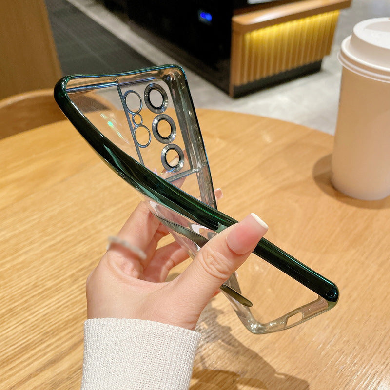 Electroplating Magnetic Transparent Phone Case | Wireless Charging Compatible TPU Cover for Samsung S21, S22 & S23 Series