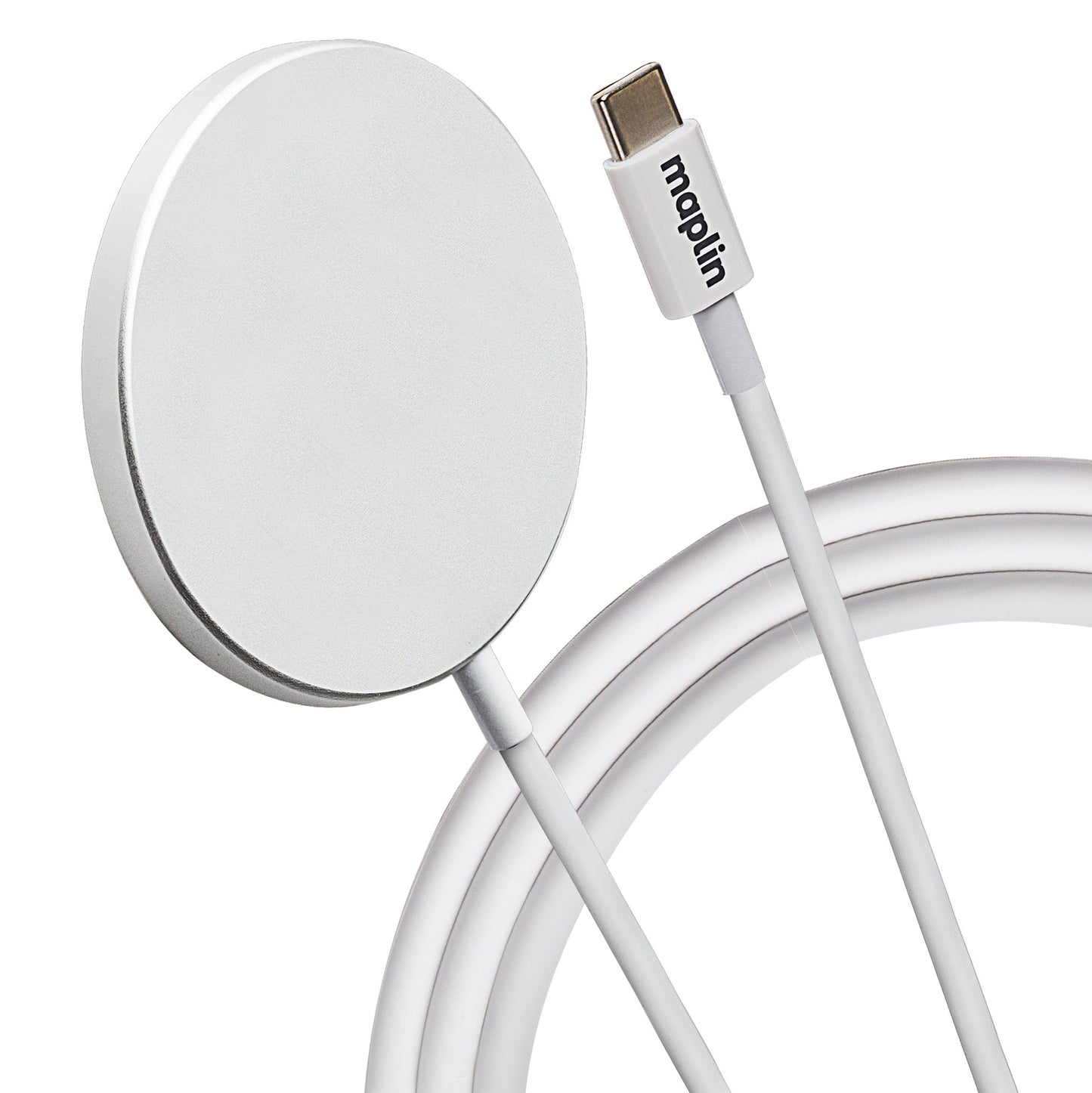 Maplin Magnetic USB-C 15W Wireless Charger | Qi Compatible | iPhone & Android | 55mm Compact Pad