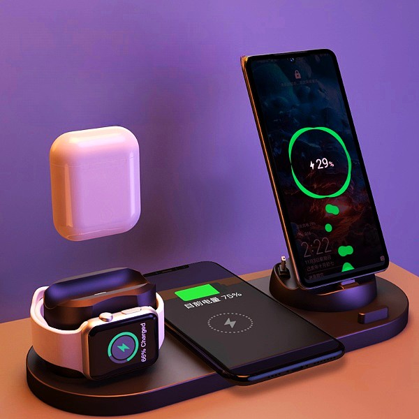 6-in-1 Wireless Charging Station – Fast Charger for iPhone, Apple Watch & Multiple Devices
