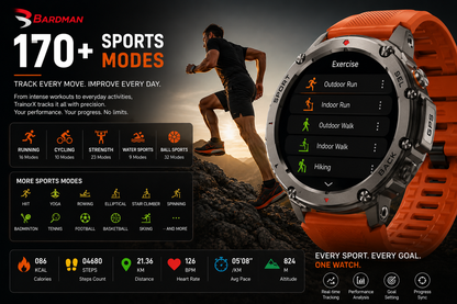 Bardman TrainorX Smartwatch | 1.43" AMOLED | Dual-Freq GPS | 170+ Sports | 5ATM | 30-Day Battery