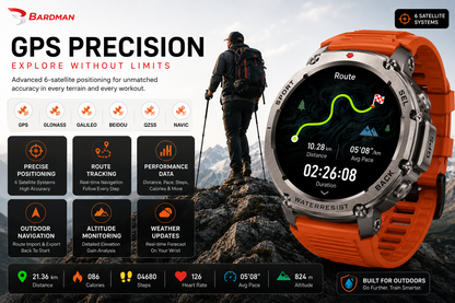 Bardman TrainorX Smartwatch | 1.43" AMOLED | Dual-Freq GPS | 170+ Sports | 5ATM | 30-Day Battery | Orange