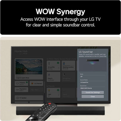 LG US20A SOUNDBAR 2.0 WIRELESS BLUETOOTH 5.3 COMPACT 50W RMS HDMI USB PORT BLACK