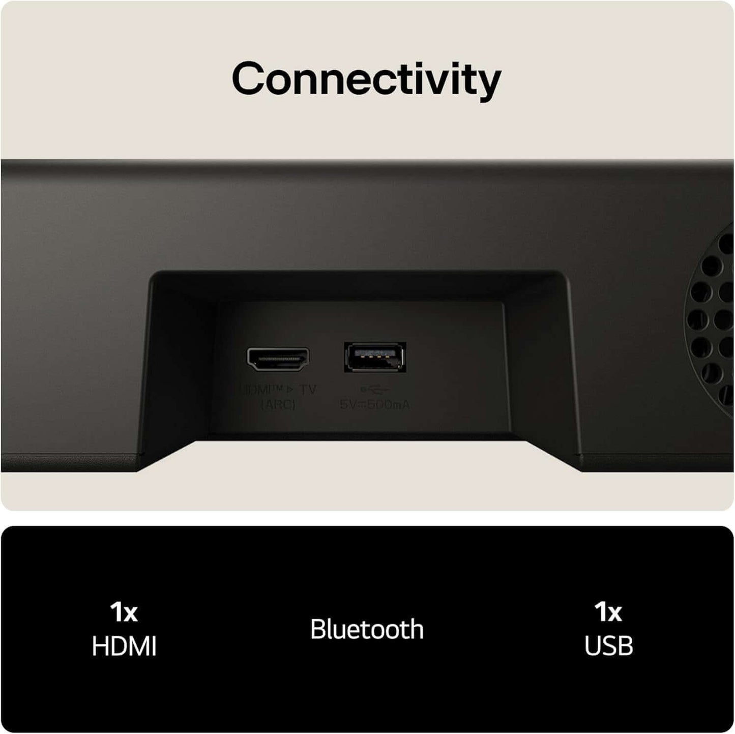 LG US20A SOUNDBAR 2.0 WIRELESS BLUETOOTH 5.3 COMPACT 50W RMS HDMI USB PORT BLACK