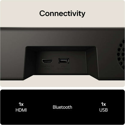 LG US20A SOUNDBAR 2.0 WIRELESS BLUETOOTH 5.3 COMPACT 50W RMS HDMI USB PORT BLACK