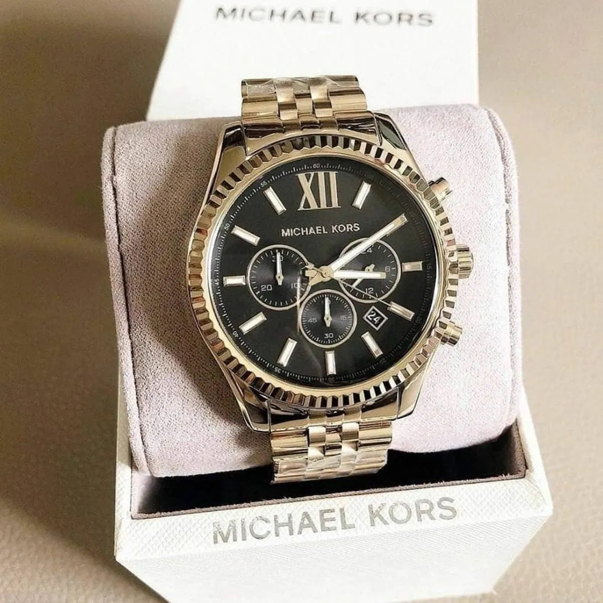 Michael Kors MK8286 Lexington Men's Watch | Gold Strap | Black Dial | Quartz | Official Warranty
