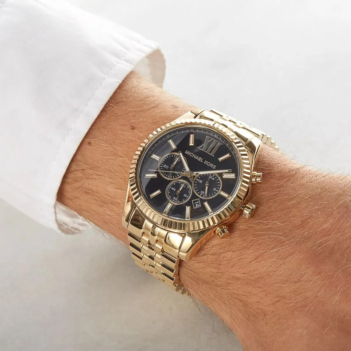 Michael Kors MK8286 Lexington Men's Watch | Gold Strap | Black Dial | Quartz | Official Warranty