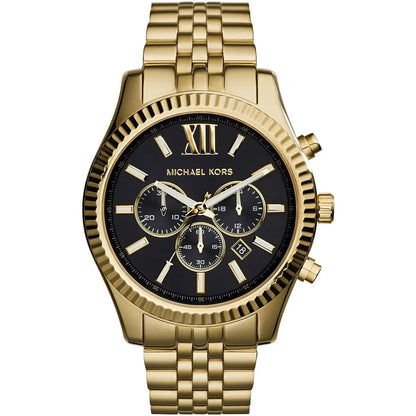Michael Kors MK8286 Lexington Men's Watch | Gold Strap | Black Dial | Quartz | Official Warranty