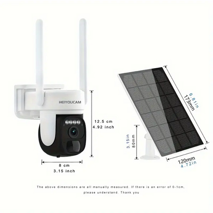 Wireless 360° PTZ Solar Security Camera with Color Night Vision & Two-Way Audio