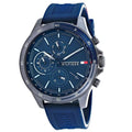 Tommy Hilfiger 1791721 Bank Men's Watch | Blue Silicone Strap | Grey Ion-Plated Case | Quartz | 50M WR